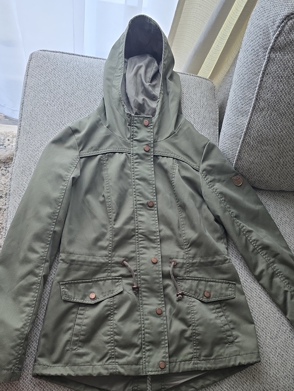 Olive Green Hooded Utility Jacket for Women